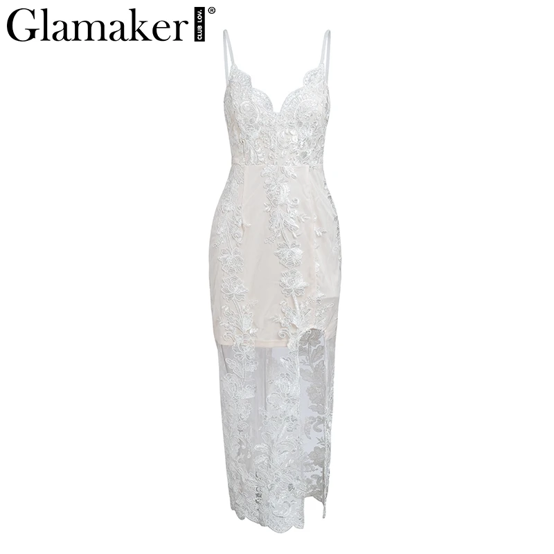 Женское летнее платье Glamaker белое ажурное для фитнеса с вышивкой|Платья| |