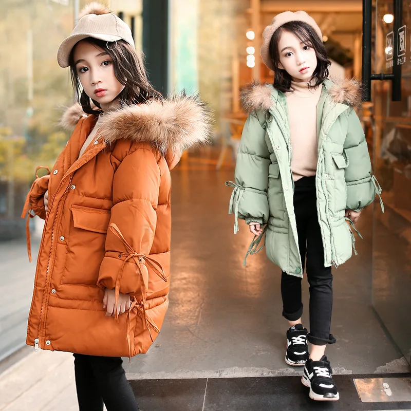 Teenage Girls Thick Cotton-Padded Kids Outerwear & Coats Fashion 2018 Winter Children Warm Tops Clothes Fur Hooded Down Jackets Teenage Girls Thick Cotton-Padded Kids Outerwear & Coats Fashion 2018 Winter Children Warm Tops Clothes Fur Hooded Down Jackets