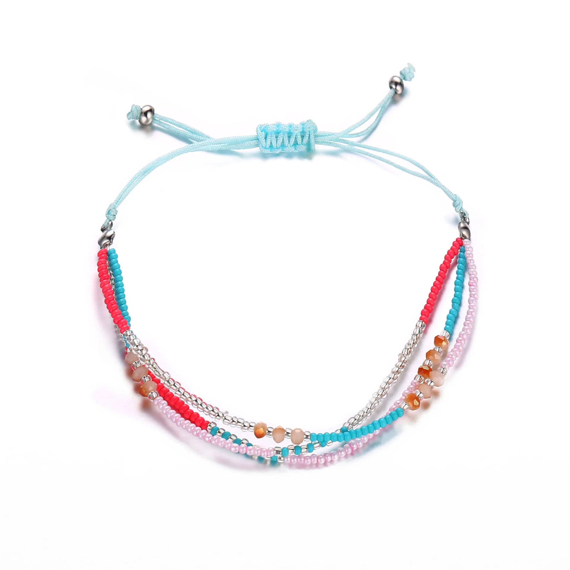 

2019 New Summer Boho Multicolor Bracelets for Women 2-layer Cute Mini Beads Bracelet Jewelry Adjustable Gold Color Link Chain