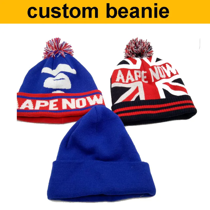 

factory wholesale 50pcs!free shipping cost!custom beanies hat Jacquard knitted cap for kids and adult make your design