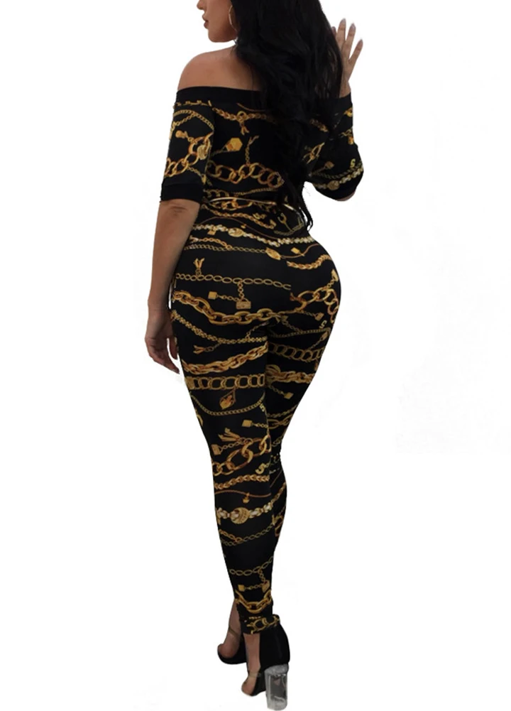 chain print jumpsuit