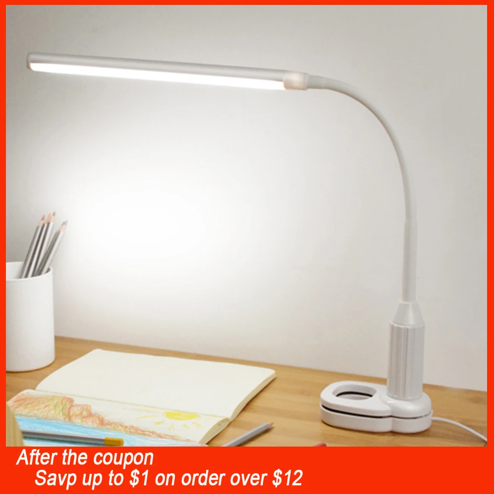 5W 24 LEDs Eye Protect Clamp Clip Light Table Lamp Stepless Dimmable Bendable USB Powered Touch Sensor Control reading desk lamp