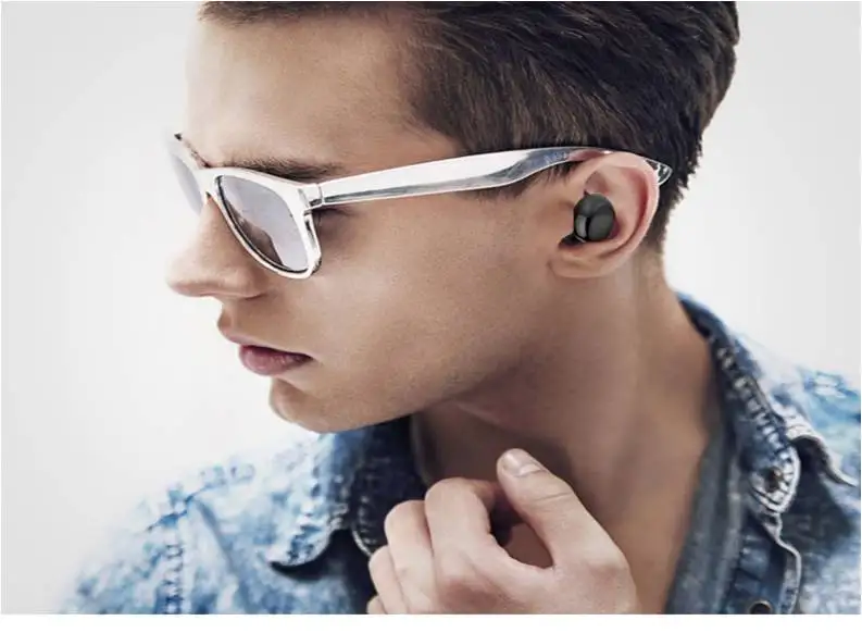 NFC TWS Беспроводная bluetooth-гарнитура сенсорный шумоподавляющий наушник плеер Ушастый с микрофоном бег стерео мини спортивные наушники