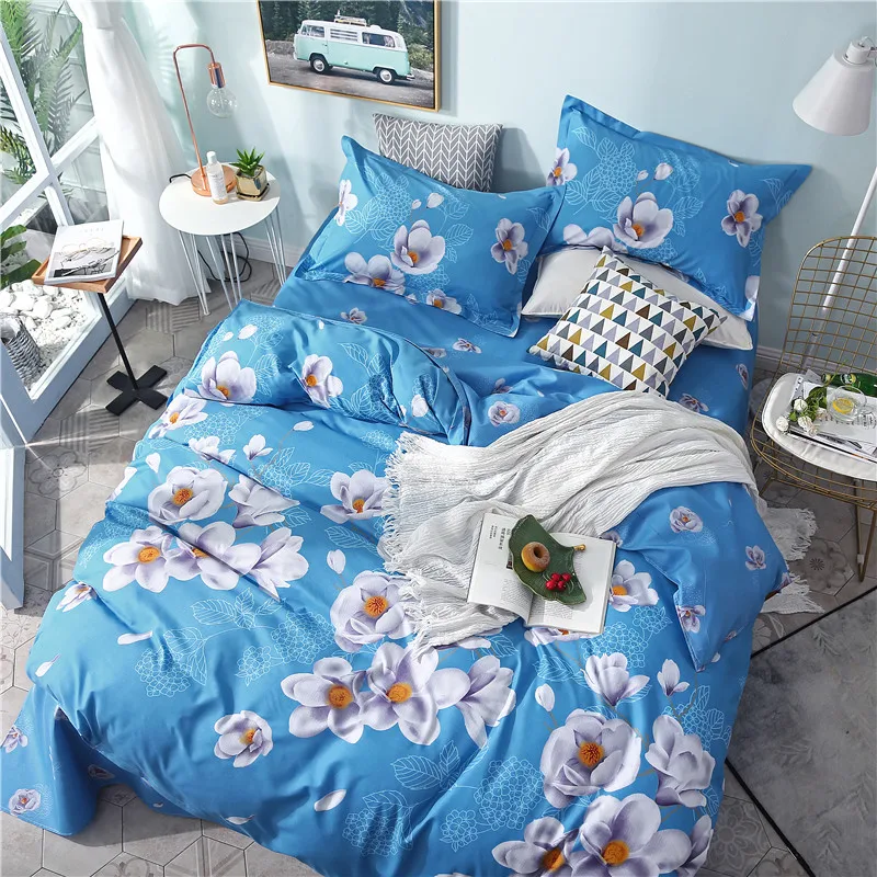 

COMFEEL Selling Simple Printed Bedding Set Suit Quitl Bad Sheet Pillow Cover Comfortable Soft Warm Winter Four-piece