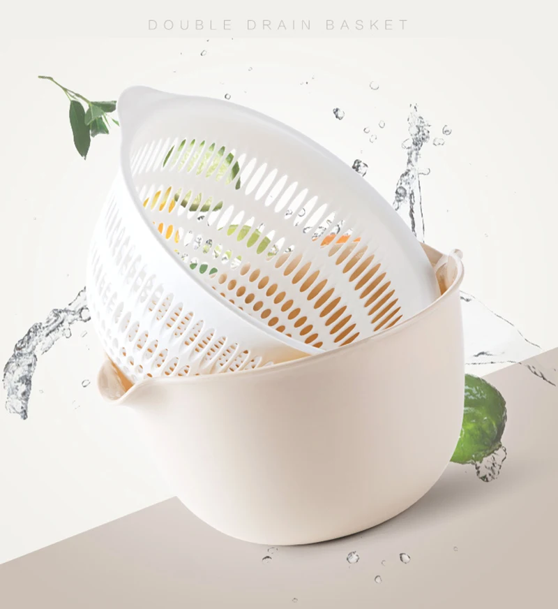 LIYIMENG Multifunctional Washing Double Layer Drain Basket Vegetables Fruit Storage Organizer B3