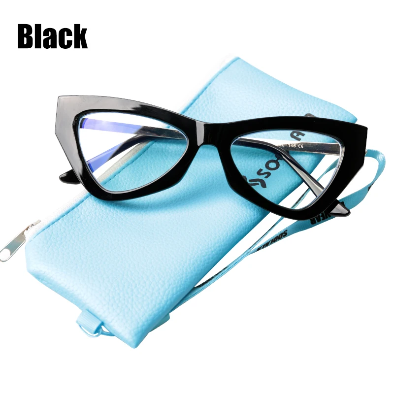 SOOLALA треугольный синий светильник, блокирующие компьютерные очки для женщин, синий светильник, анти-УФ очки против усталости для защиты компьютера - Цвет оправы: Black