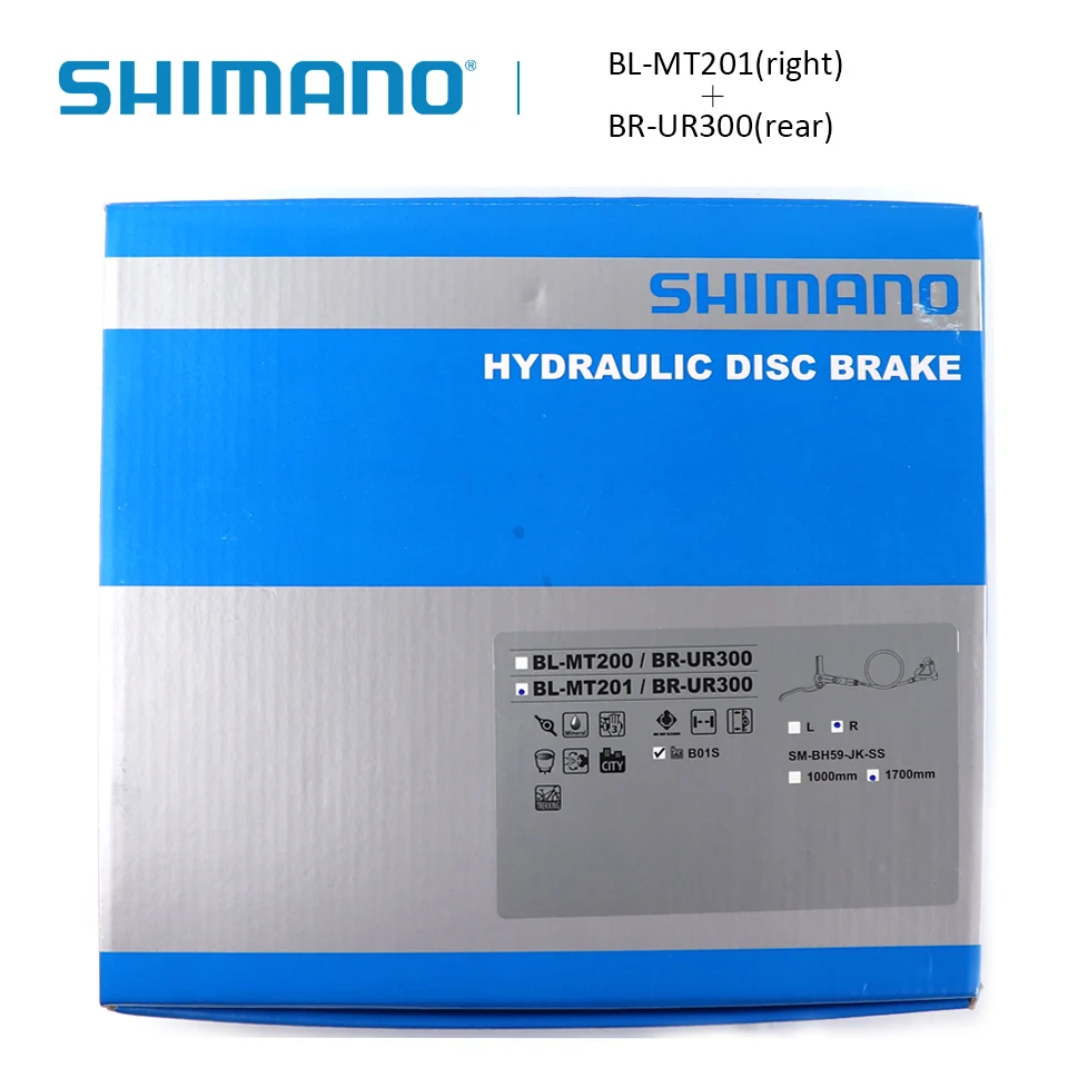 SHIMANO BL-MT201 рычаг тормоза+ BR-UR300 Гидравлический дисковый тормоз с B01S Смола дисковые Тормозные колодки включая шланг SM-BH59