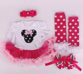 

Clothes Wear Fit For 50-57cm Silicone Reborn Baby Doll Toys Dress Shoes Headband Sock 4pcs/set Clothing Suit Doll's Accessories