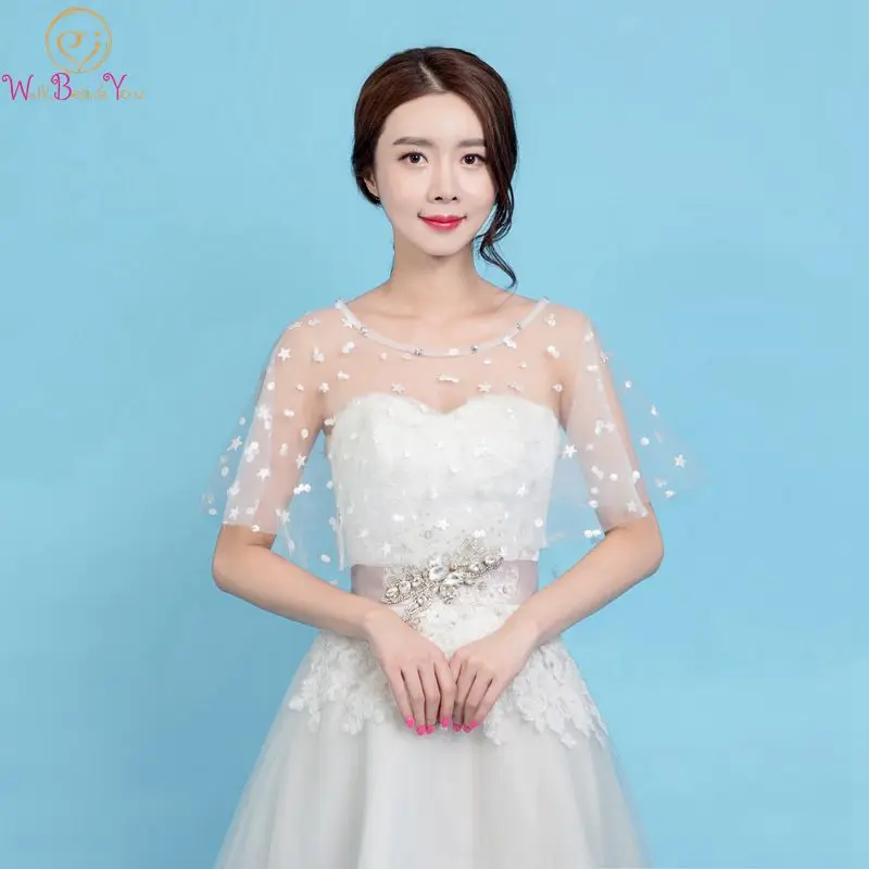 

Ivory Formal Women Wraps 2019 Arrival Applique Pattern Crystal Tull Elegant Summer Evening Party Dresses Bridal Wedding Shawls