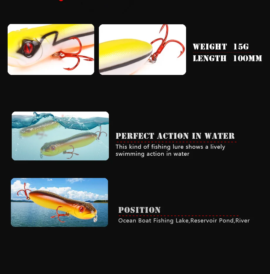 NEW HOT Pencil 100mm 15g floating fishing bait hard bait slowly bastard bait high quality Swim swing lifelike Bionic noise bait