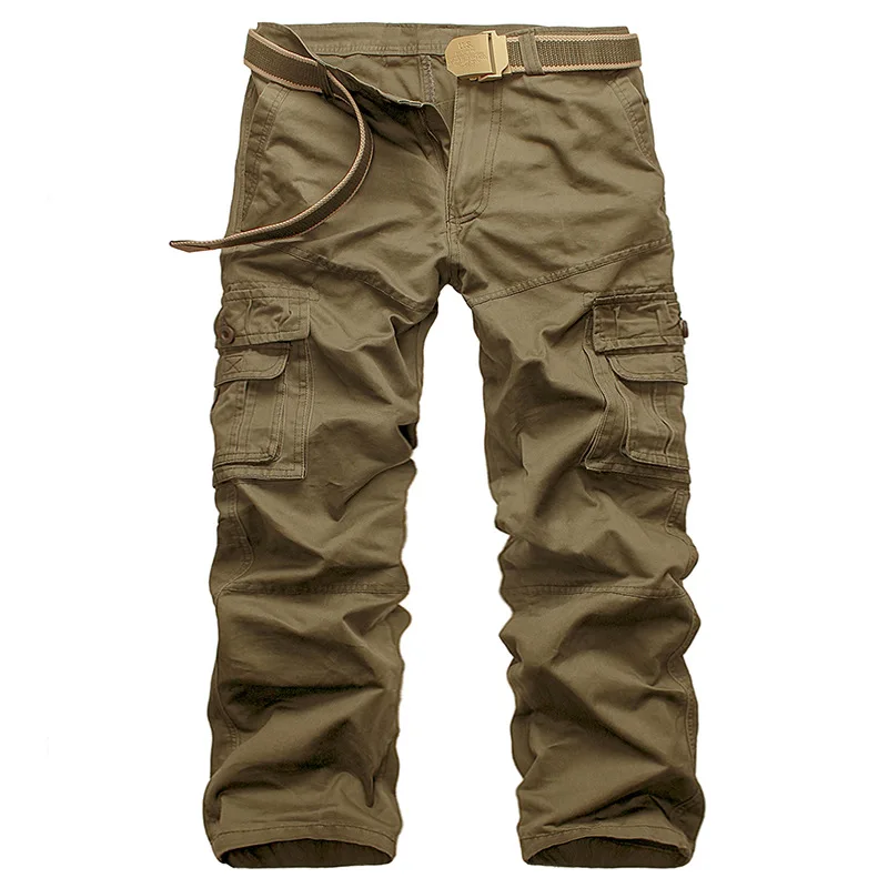 Mens Multi Pockets Cargo Pants Casual Mens Pant Baggy Regular Cotton Trousers Male Combat Military Tactical Pants