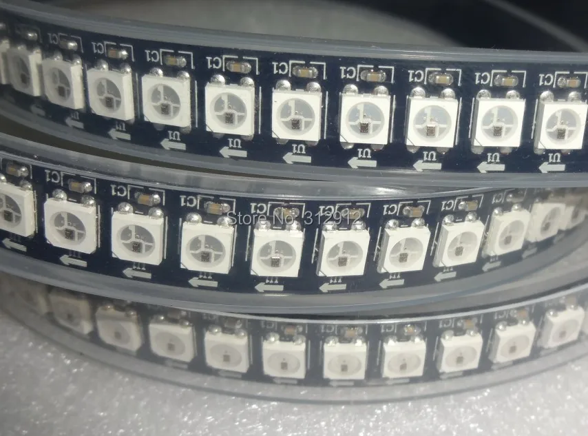 1M long 144leds/m WS2812B(5050 rgb led with WS2811 IC built-in) pixel strip DC5V waterproof in silicon tube BLACK PCB | Лампы и