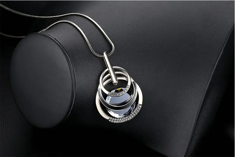 Индивидуальный трендовый Большой Кристалл Эмаль многоуровневый круг Геометрический Длинный кулон для женщин Bijoux винтажные ожерелья ювелирные изделия