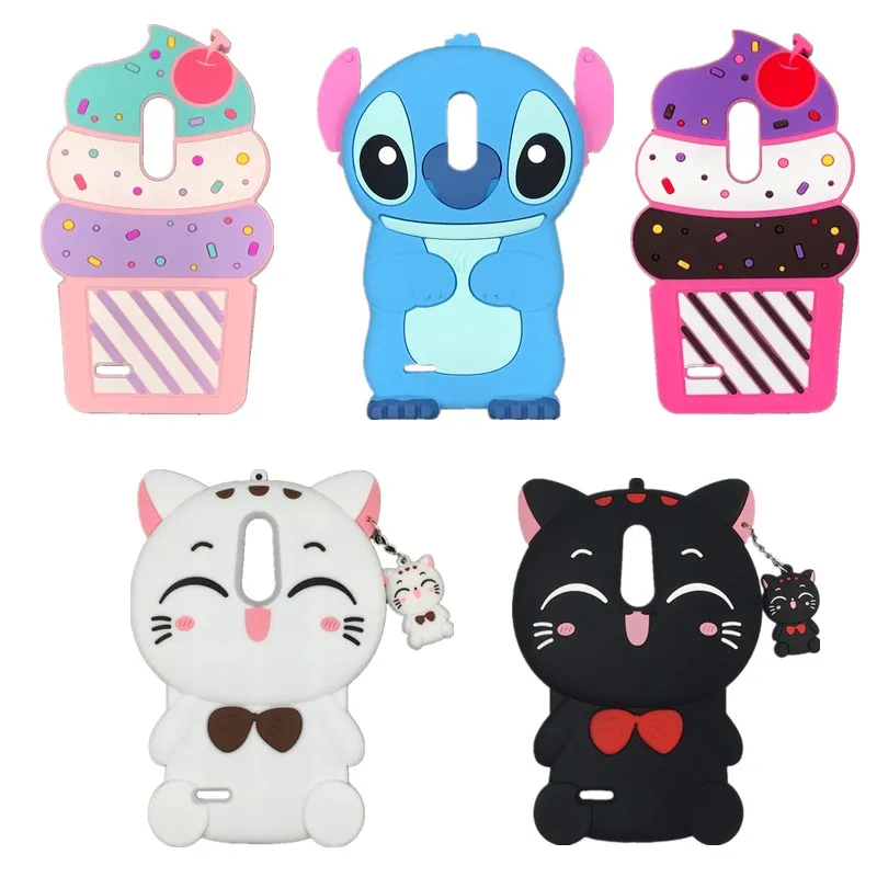 

For LG K10 2018 3D Cartoon Ice cream Stitch unicorn cat Soft silicone Cover Case For LG K10 2018 Cover for LG K11/ K10 Plus