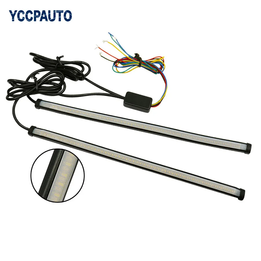 

Gfoloza Car DRL Turn Signal Light Yellow White Strobe Led Flowing Flow Daytime Running Light 30cm Flexible Strip Lights