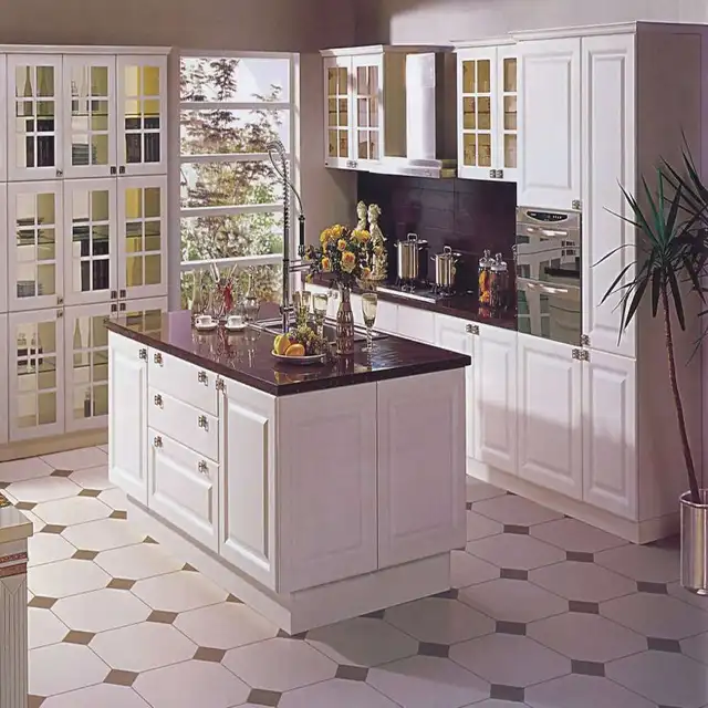 2016 Contemporary European Style Pure White Warm Melamine Board Kitchen Furniturein Kitchen