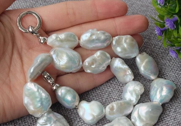 

HOT N814 Natural White Reborn Keshi pearls necklace