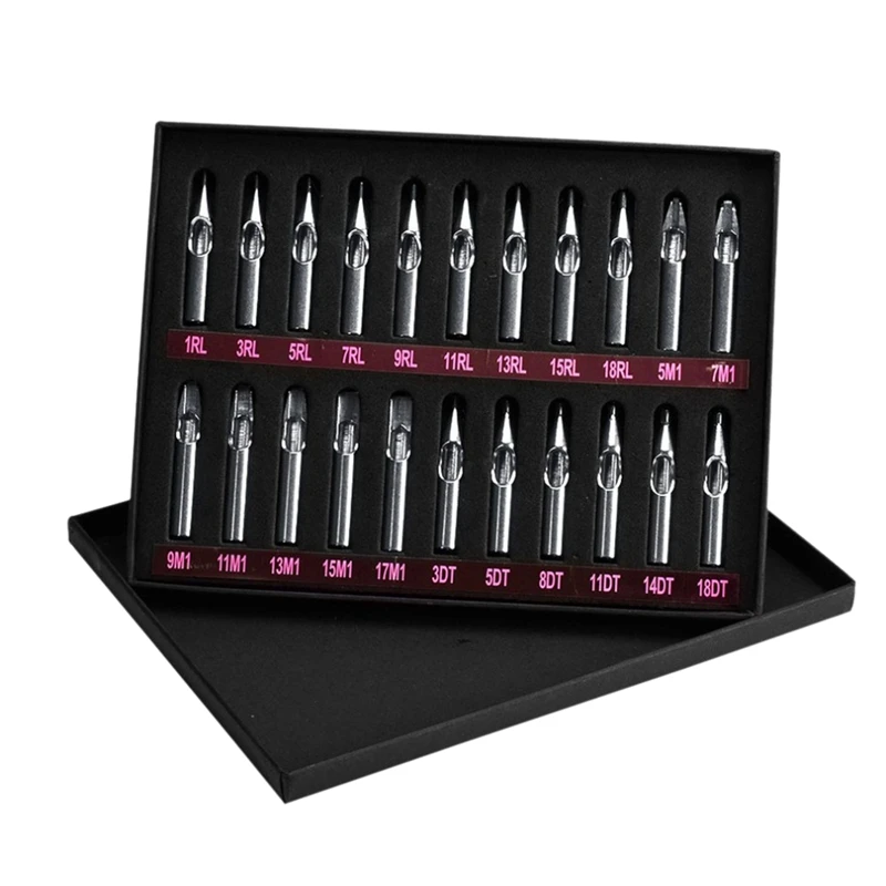 

22Pcs Pro Tattoo Equipment Stainless Steel Tattoo Nozzle Tips Kit Professional Machine Set Body Art Tool