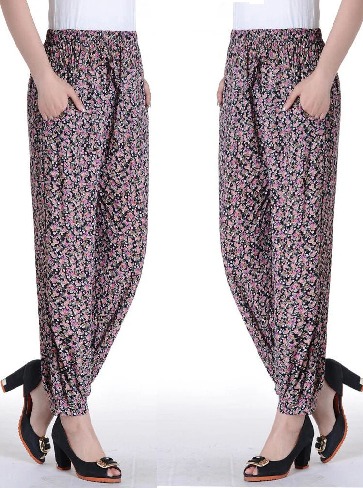 Женские брюки Лето Осень повседневные штаны с цветочным принтом эластичные тонкие узкие брюки элегантные брюки Pantalon Femme