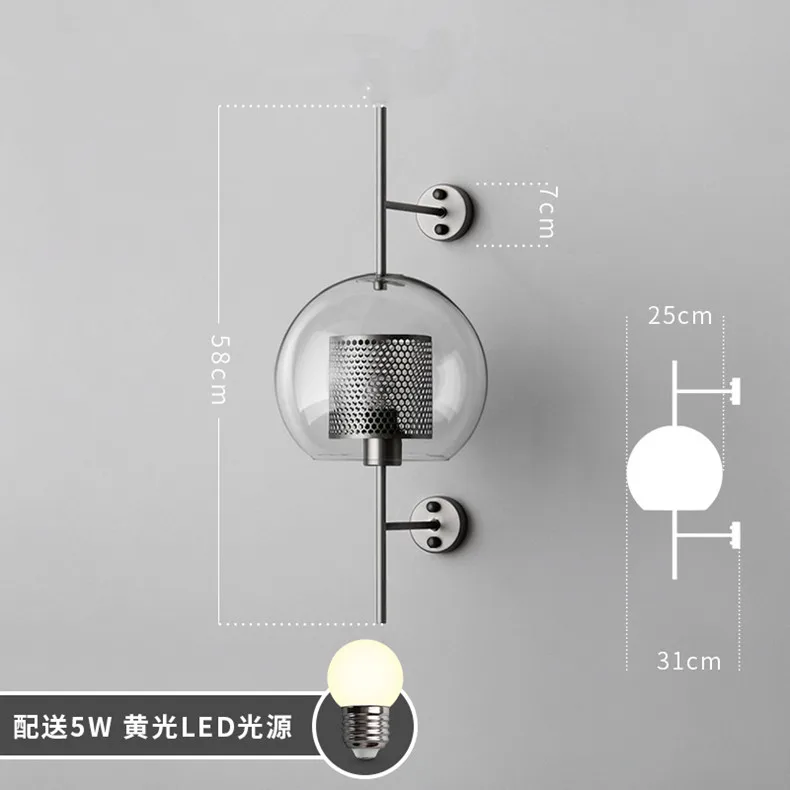 Промышленный стиль ретро настенный светильник винтажный креативный лаконичный стеклянный светильник для кухни ресторана Лофт светодиодный настенный светильник