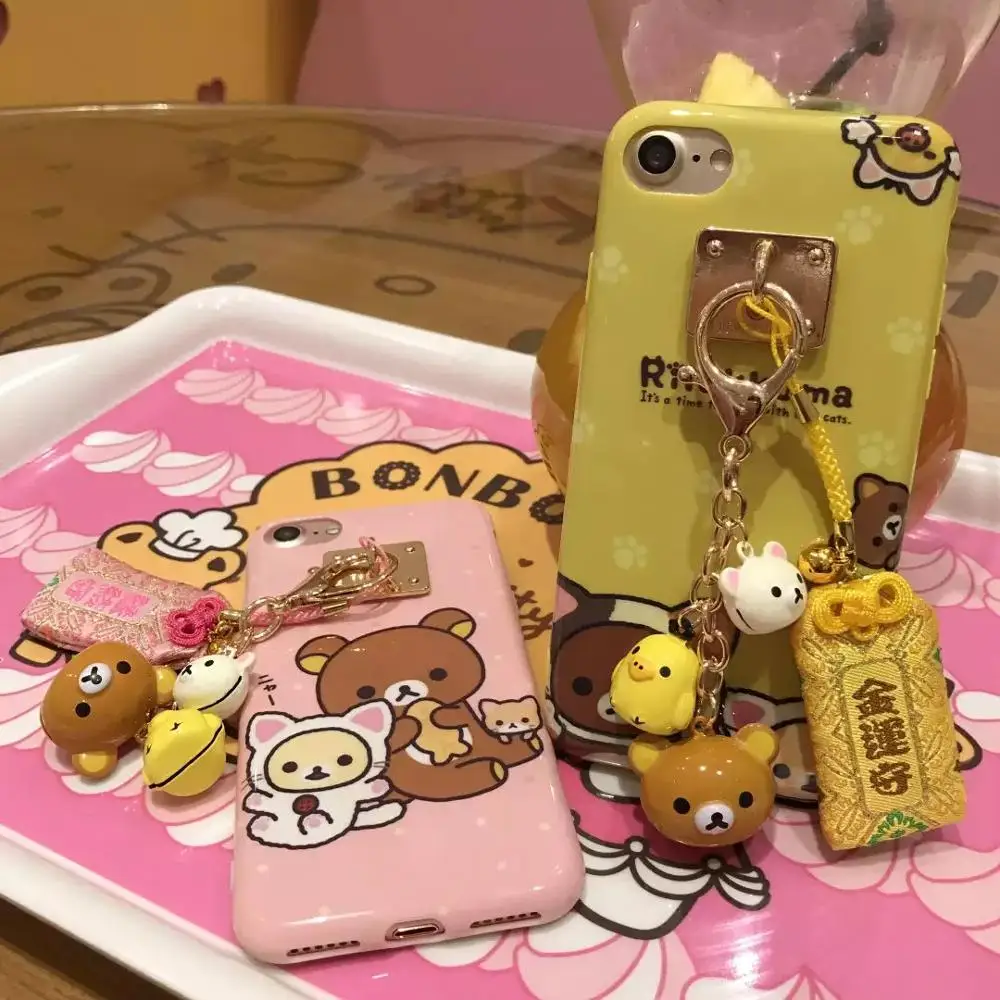 Rilakkuma милый мультфильм кольцо колокольчик силиконовый чехол для телефона чехол для iphone 11 pro 7 6 6splus 8 X XR XS забавная Милая резинка гелевый Чехол