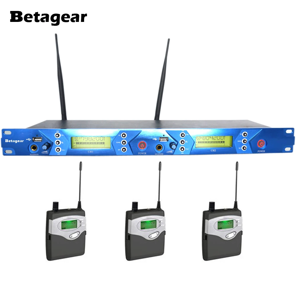 

Betagear wireless in ear monitor system USB uhf transmitter 3 receiver Professional In-ear Digital Wireless Stage audio Monitor
