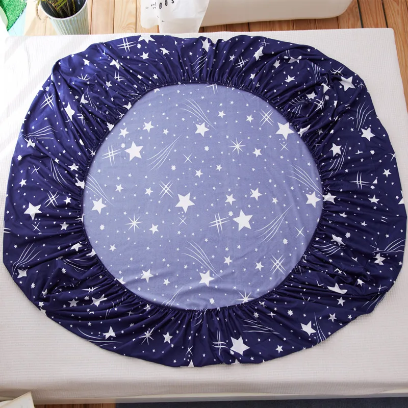  Blue Stars Europe Fitted Sheet with 2 Pillowcase Adult Reactive Printed Bed Linen Fitted Sheet Quee