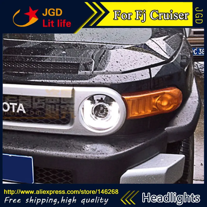 Free shipping ! Car styling LED HID Rio LED headlights Head Lamp case for Toyota FJ Cruiser 2007-2014 Bi-Xenon Lens low beam