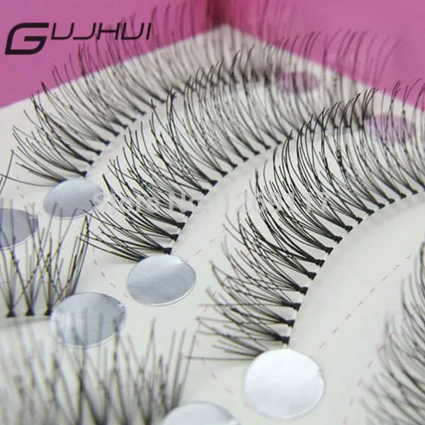 

GUJHUI 10Pairs MakeUp Thick Long False Eyelashes Natural Artificial Fake Eye Lashes Transparent Stem Reusable Stage Makeup cwSqL