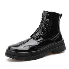 Мужские модные яркие лакированные кожаные туфли «bullock»; обувь с элементами резьбы по дереву; обувь с перфорацией типа «броги»; оксфорды; туфли для девочек весна-осень; туфли на платформе; сезон осень ботильоны мотоциклетные ботинки
