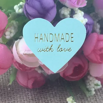 

5000Pcs/Lot Paper Sticker Labels Gold Heart Shaped Labels Handmade With Love Stickers Sealing Packing For Jewelry/Box/Gift