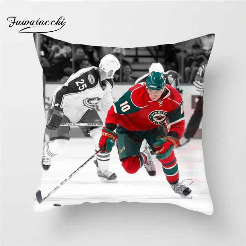 

Fuwatacchi NHL Sports Painting Cushion Cover Ice Hockey Throw Pillows Cover Soft Home Car Sofa Chair Decorative Pillows Case