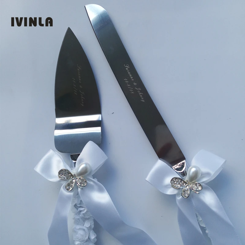 New Arrived Personalized pearl rhinestone Wedding Cake Knife and