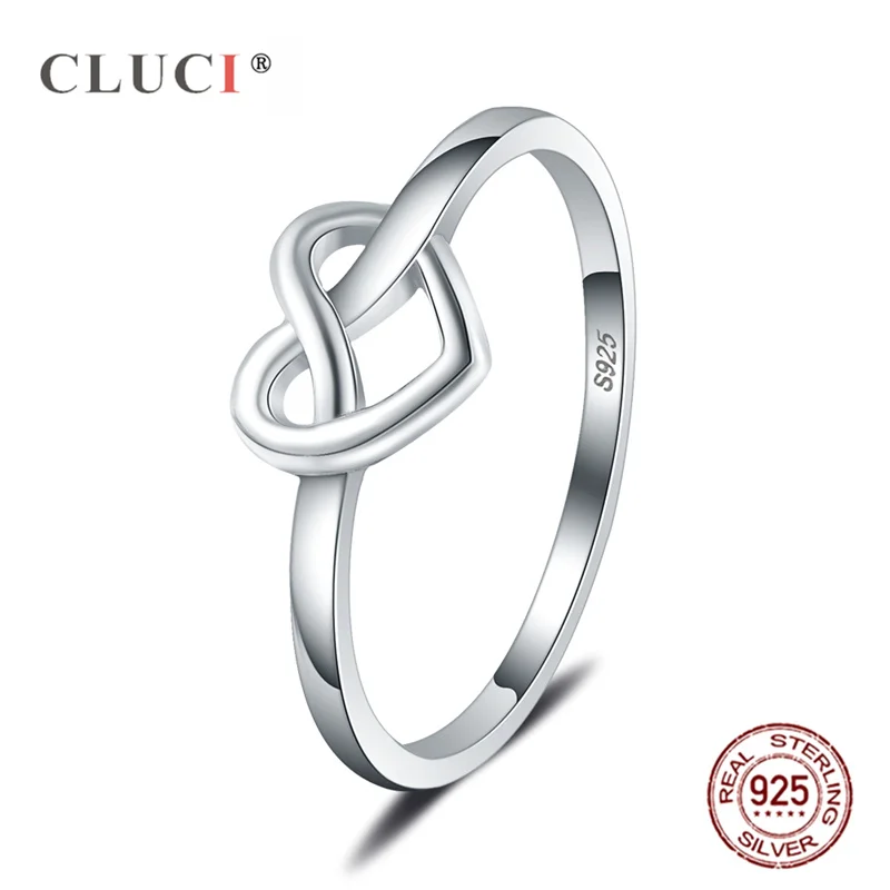 

CLUCI Silver 925 Double Fair Heart to Heart Rings Romantic Fashion Engagement Jewelry For Women Lovers