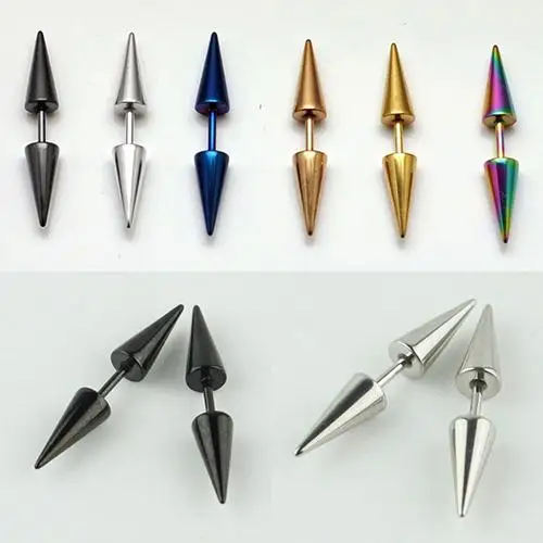 

1Pair Mens Womens Fashion Punk Rock Rivet Spike Stainless Steel Studs Earrings hot