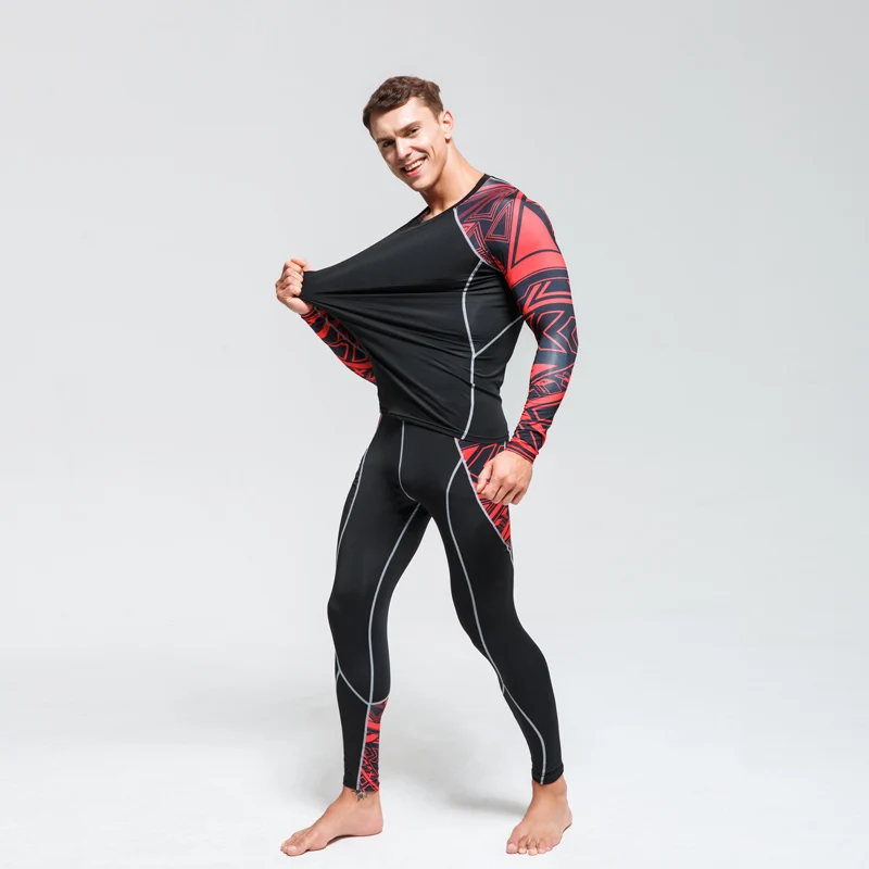 2019 Men's Yoga Thermal Underwear sets compression men sports Suit