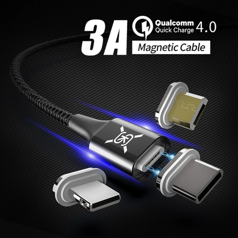 

Magnetic 3 in 1 usb cable Charger micro usb type c QC 4.0 3.0 charging for android iphone xiaomi redmi iphone xr samsung sikai