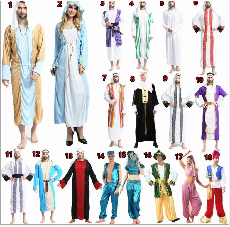 

Men Rome Arab Arabian Costume Middle East Costume Robe Adult Traditional Clothes Halloween Carnival Cosplay Arabian Costumes