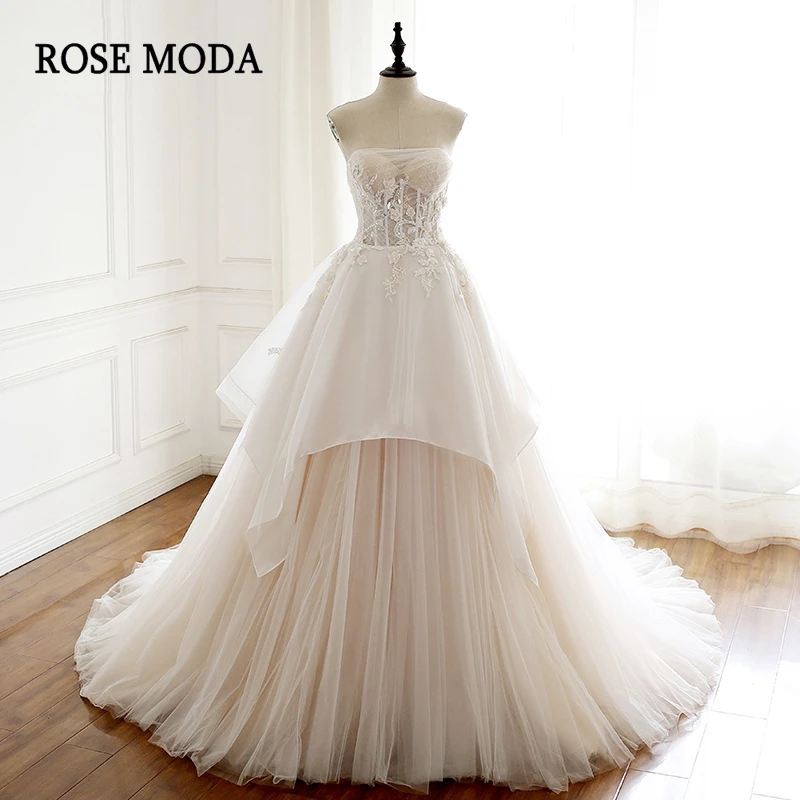 champagne rose wedding dress