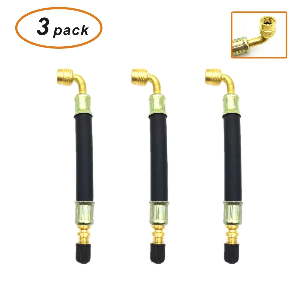 3pcs/set Flexible Rubber Valve Extension 5" Long 90 Degree Bent End 100