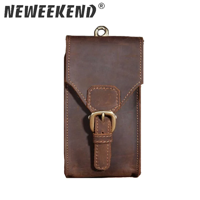 

2017 New Men's Genuine Crazy Horse Leather Waist Bag Hip Travel Bum Belt Loops Pack Phone Pocket Wallet Purse For Men B2095