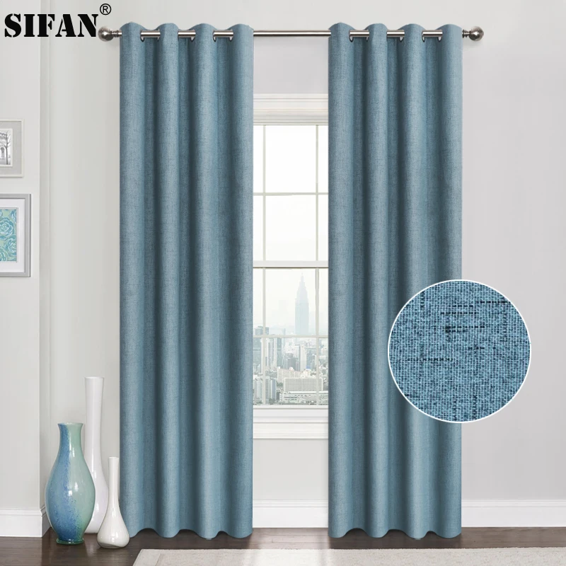 

Plaid 100% Blackout Curtain For Living Room Darpe Faux Linen Curtains for Bedroom Rideaux Window Customized Cortina