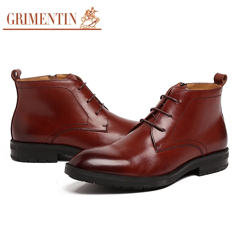 GRIMENTIN Hot Sale 2017 Fashion Designer Classic Dress man Boots Genuine Leather Luxury Men Ankle Boots Luxury Shoes Male hjn139