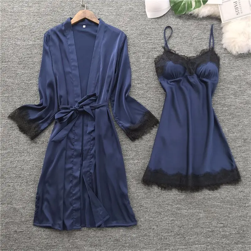 QWEEK, женское шелковое платье, летний комплект, сексуальное кружевное женское платье для сна, элегантные женские пижамы, повседневный халат, наборы