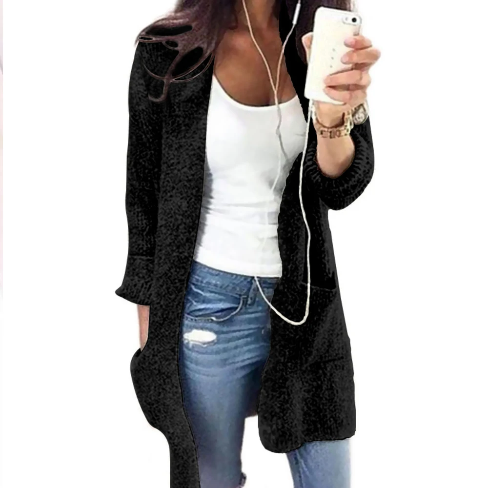 Loose Long Sleeve Cardigan Plus Size Long Sleeve Pocket Knitted Sweater Winter Women Casual Jacket Cardigans Feminino Tops 5xl
