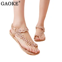 Women shoes flat sandals comfort gladiator sandals women flip flops Summer Classic beading 2018 fashion Summer flower sandalias