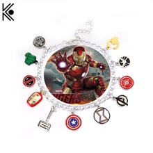 Браслет Мстители Красочный кулон Капитан Америка щит маска Железного человека Дэдпул Халк металлический Шарм-браслет летние ювелирные изделия