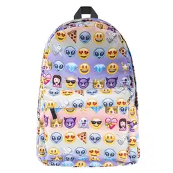 Прекрасный 3D Emoji Для женщин/Для мужчин подросток рюкзаки путешествия молния плечо школьные сумки