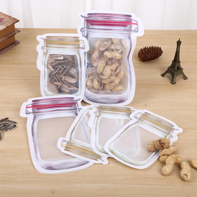 

1set Bottle shape thick reusable Zip Lock storage bag snack bag sealed packaging Vacuum Bag for Food Tea Nut kitchen organizer