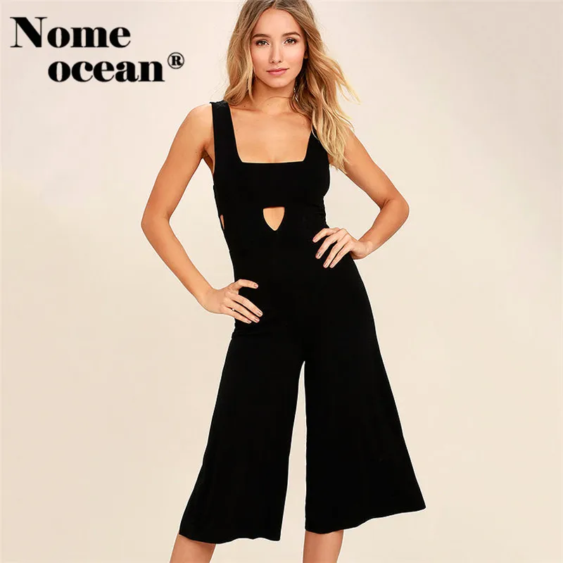 CHASING THE SUN BLACK MIDI JUMPSUIT Cut Out Bandage Hollow Out Women